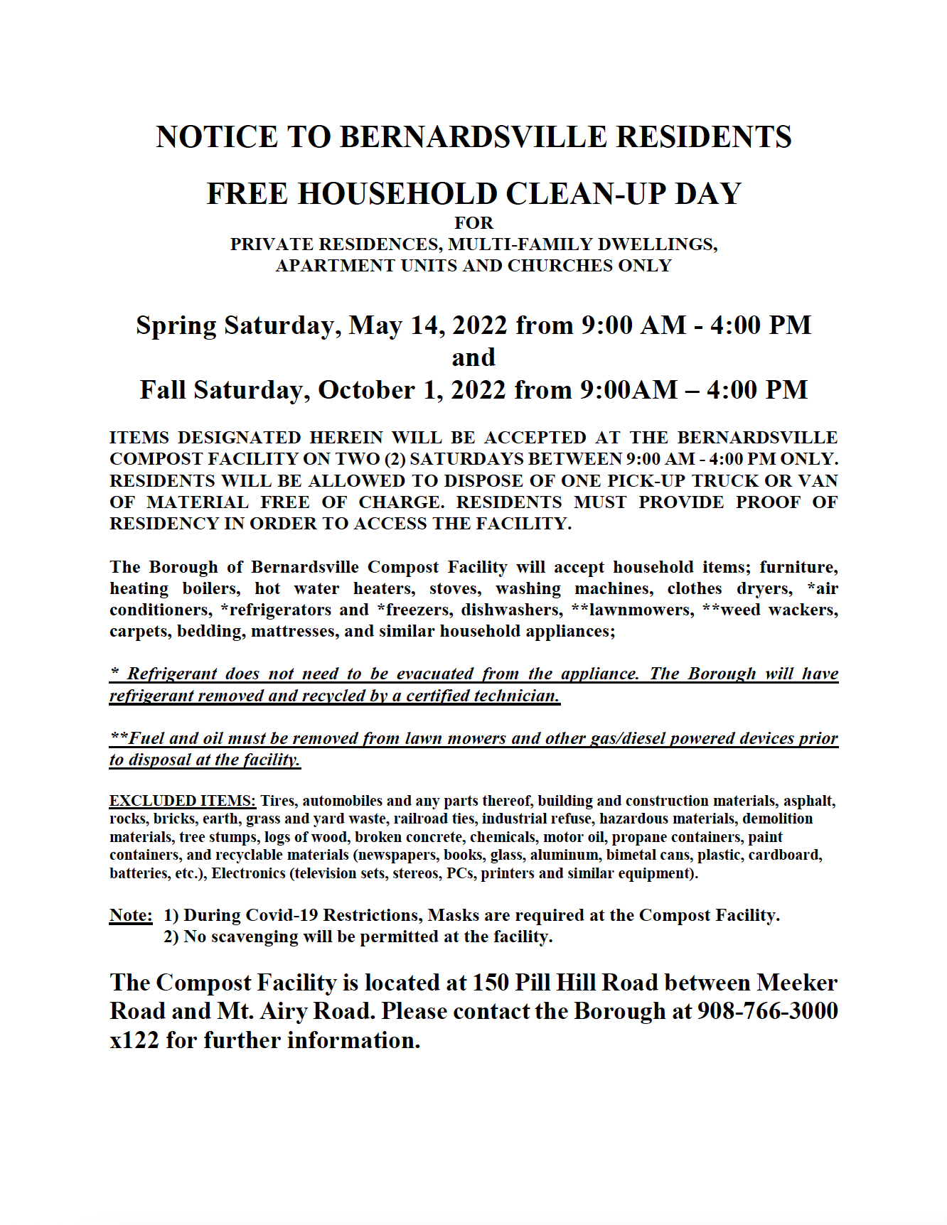 free household clean up day flyer